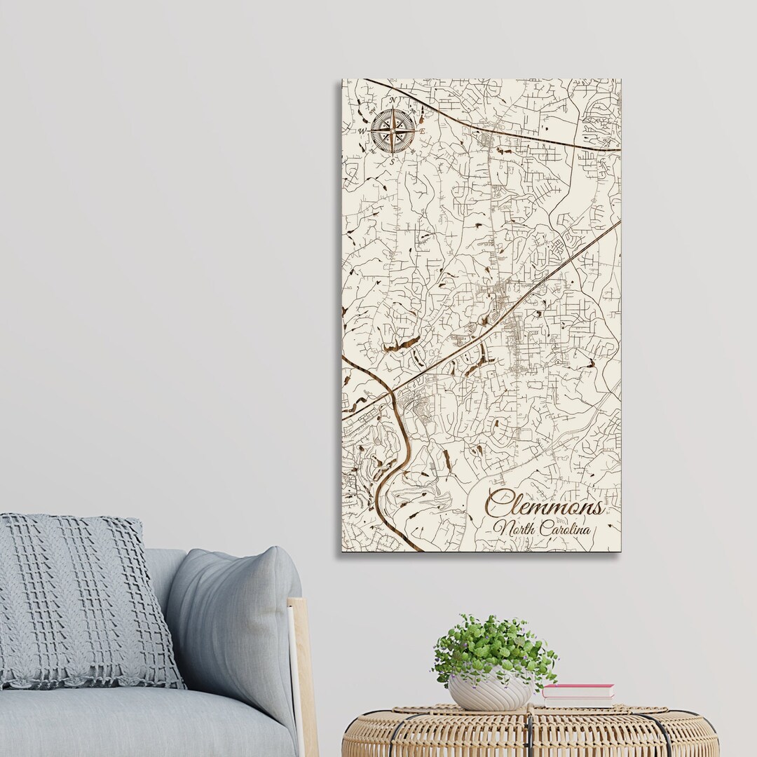 Clemmons North Carolina Street Map Poster Contemporary City Etsy