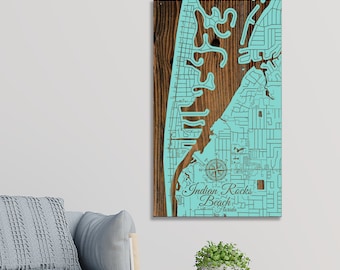 Indian Rocks Beach, Florida Wood Engraved Street Map