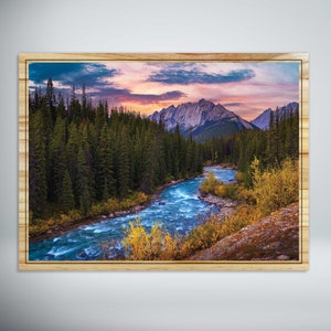 Maligne River Below Grisette Mountain | 3D Elevated Art Prints on Premium Pine Wood | Wall Decor | Wall Art | Texturized Art