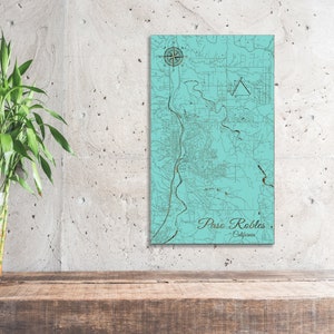 Paso Robles, California Street Map |  Wood Engrave Maps, Wall Art| Wood Wall Decor | Map Artwork | Wood Engraved Map of Paso Robles, CA