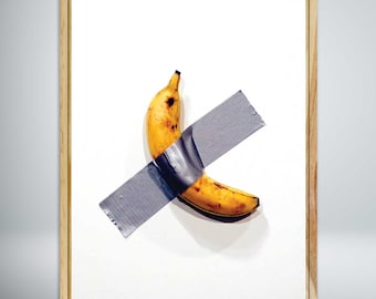 Banana Duct Tape Art Print: 3D Elevated Pine Wood Wall Decor