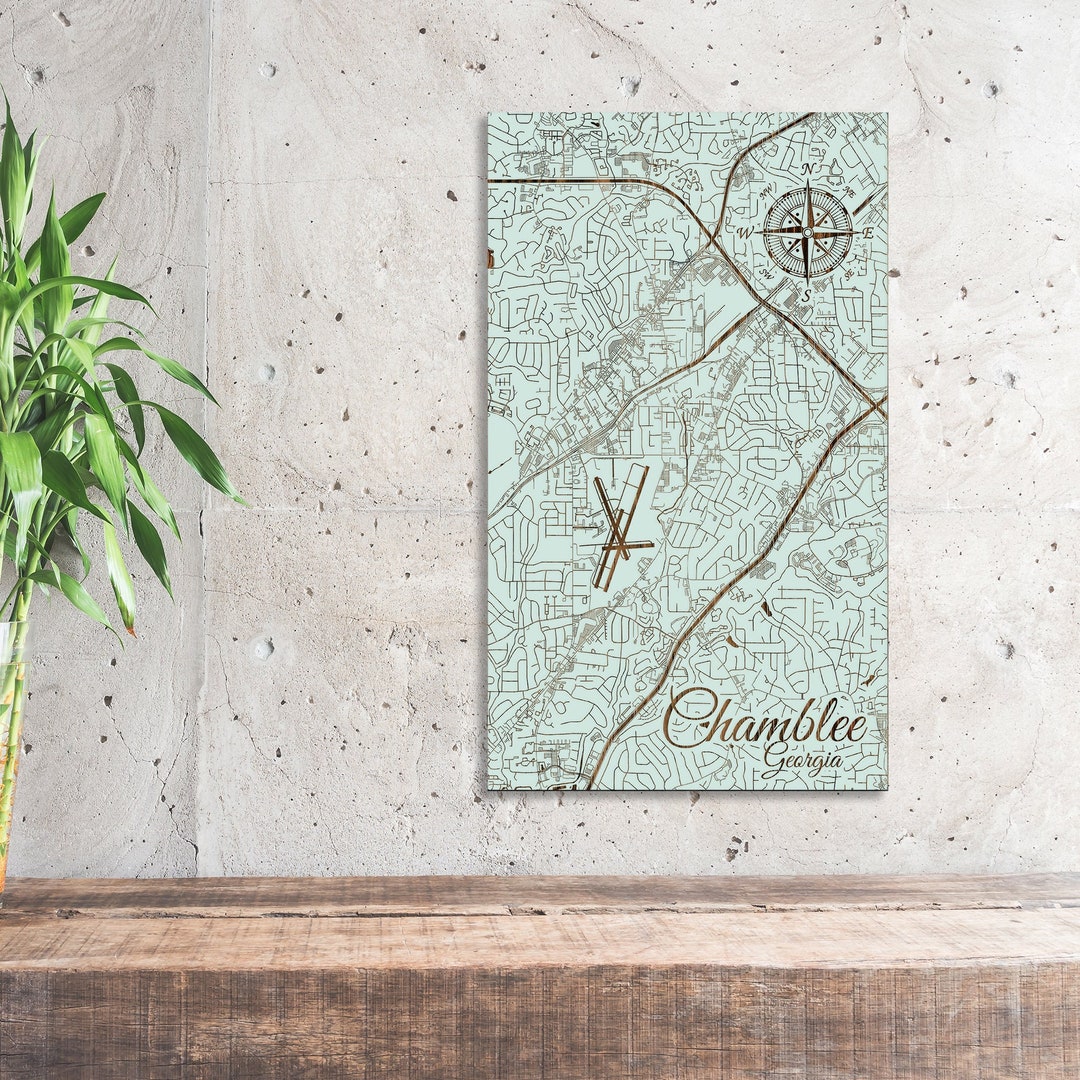Chamblee Georgia Street Map: Wood Engraved Wall Art - Etsy