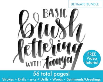 Brush lettering calligraphy worksheets How to write a calligraphy letter pretty course tutorial printable tracing templates video