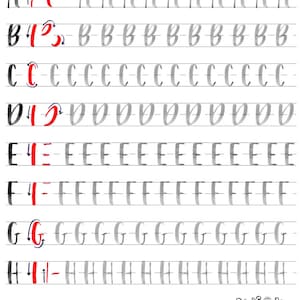 Uppercase Alphabet Brush lettering worksheets-printables, Tanya's two alphabet styles, practice sheets, drills, custom quote, Capitals image 2