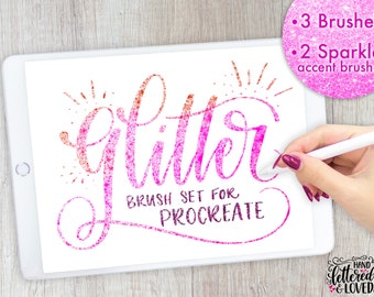 Procreate GLITTER brush Set, for lettering, ipad brush, digital lettering, Procreate brush, calligraphy, glitter brushes, ipad procrete app
