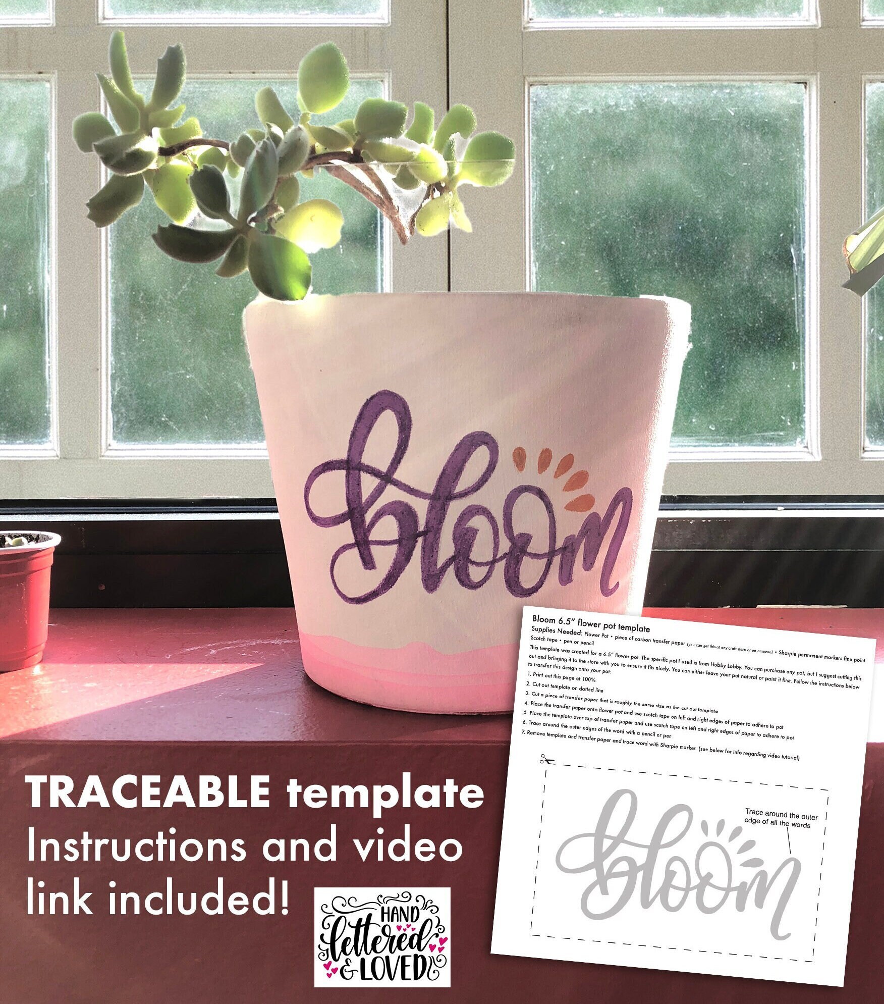 diy-craft-flower-pot-tracing-templates-make-your-own-hand-lettered-calligraphy-downloadable-printable-bloom-where-you-are-planted-etsy