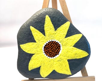 Hand painted Sunflower river rock
