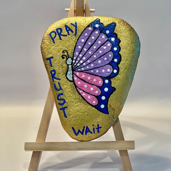 Inspirational Butterfly hand painted river rock