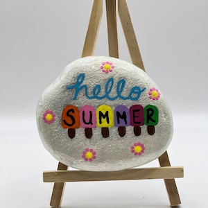 Hello Summer! hand painted river rock