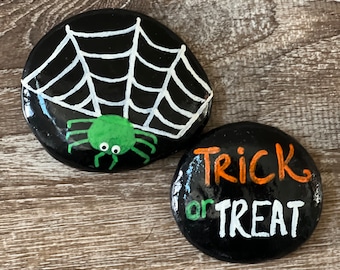 Trick or Treat Set of 2 Hand painted rocks