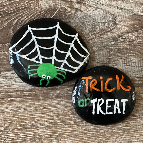 Trick or Treat Set of 2 Hand painted rocks