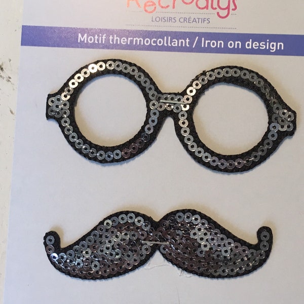 Motif thermocollant Lunettes et moustache brillantes