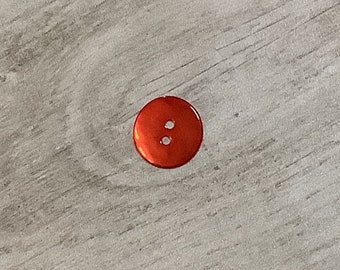 Fancy button, round, mother-of-pearl, Red color (7), Diameter 15 mm