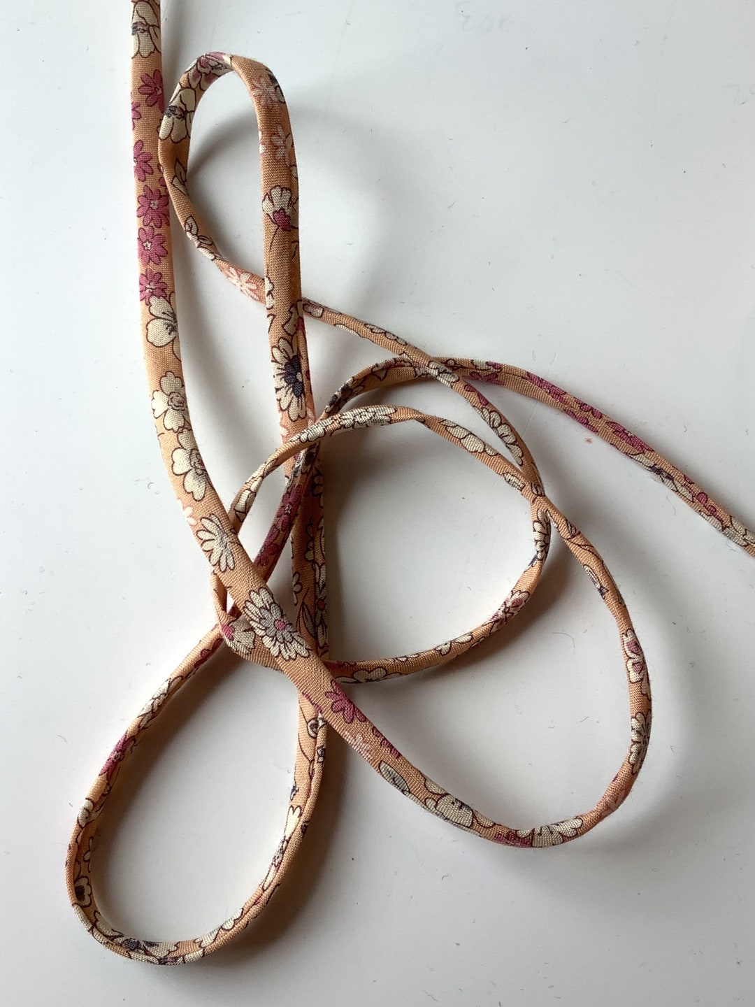 Spaghetti Ruby Ribbons Spaghetti Ribbon Cotton Beige Background Orange With Flowers (4) - Etsy