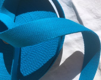 Bagagère strap, cotton, Turquoise Blue Color, Width 3 cm