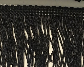 Fringe braid, black color, width 5 cm