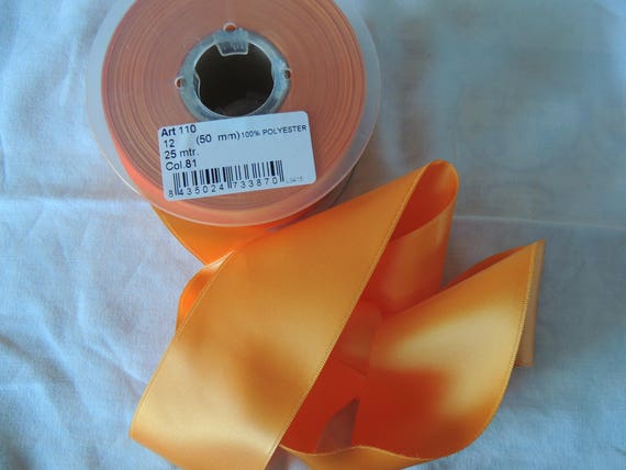 Nastro In Raso Arancione, Larghezza 50 Mm, Lunghezza 5 Metri, Bordo Intrecciato Di Qualità