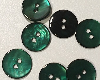 Fancy button, round, mother-of-pearl, Color Dark green (4), Diameter 12 mm