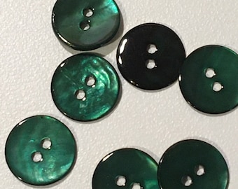 Bouton fantaisie, rond, nacre, Couleur Vert foncé (4), Diamètre 12 mm