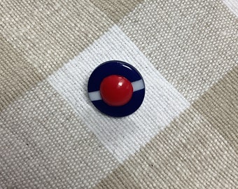 Fancy button, round, Sailor's cap pattern, Navy blue background (01), Diameter 12 mm