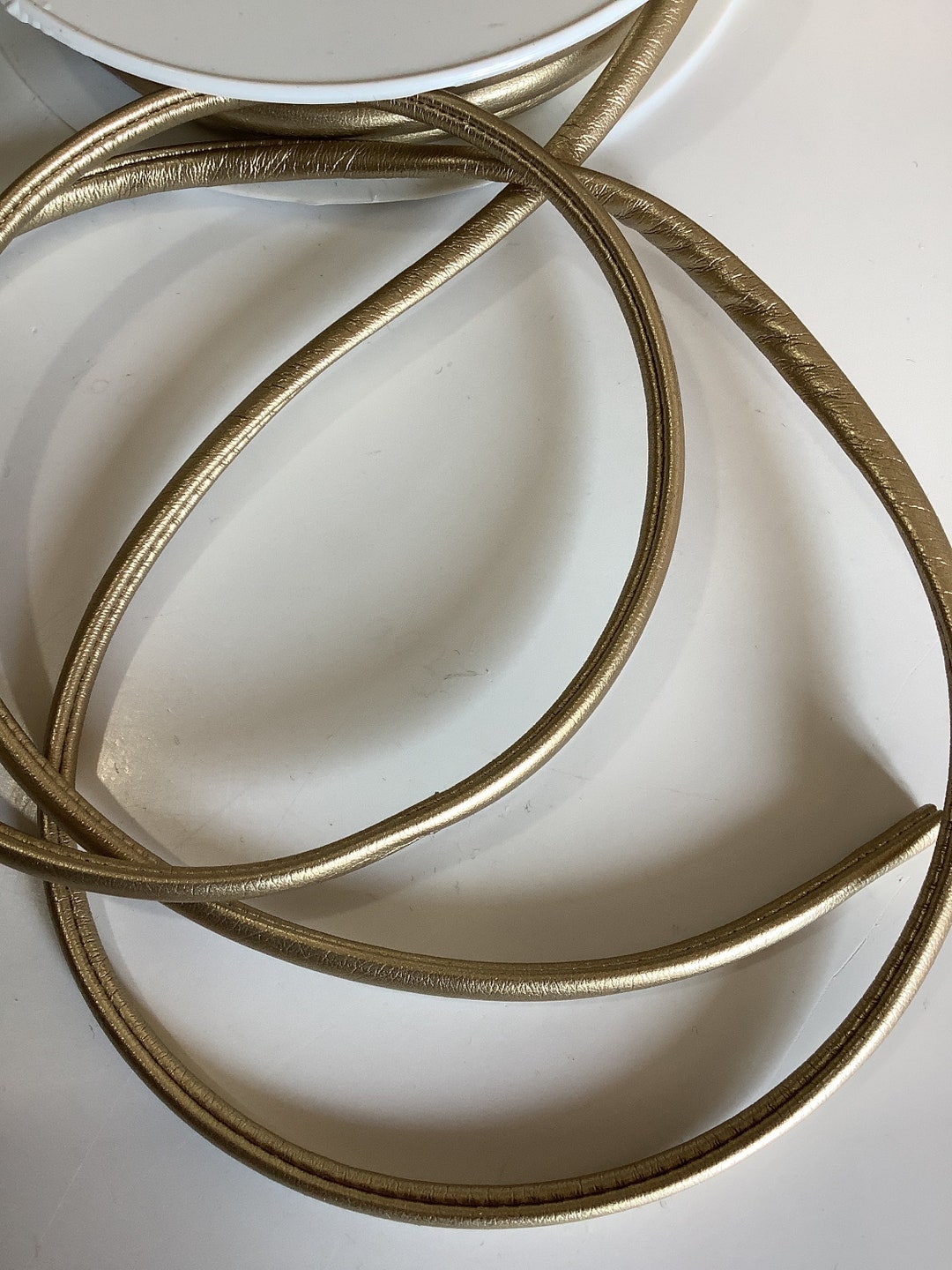 Spaghetti Ribbon Spaghetti Cord Ribbon, Leather Imitation, Golden Color (8468), Width 0. ...