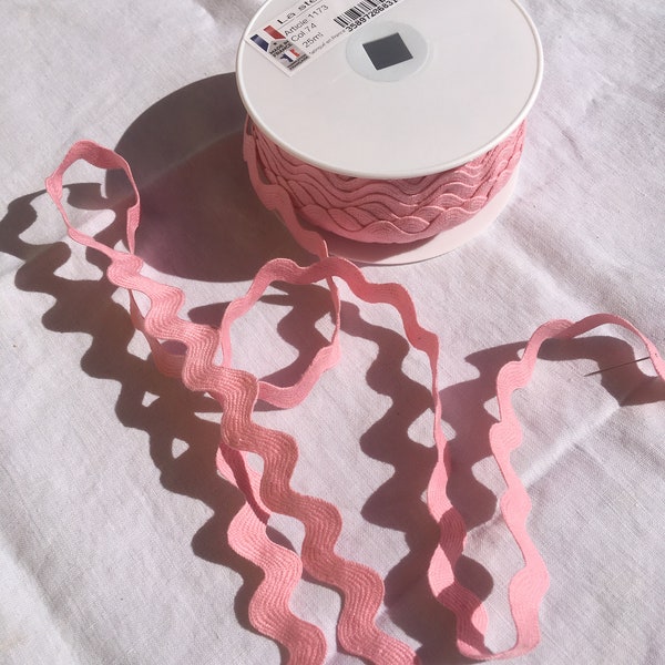 Ruban croquet serpentine, Coton, Couleur rose pâle (74), largeur 35 mm