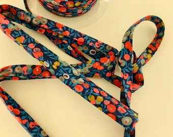Liberty Wiltshire bias binding, Nausicaa color, blue tones, width 1 cm