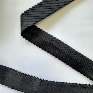 Corduroy bias binding, black, width 30mm