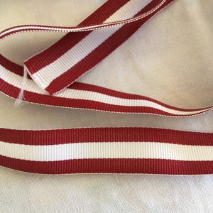 Grosgrain ribbon, Marine striped pattern, Red white red color, Width 15 mm