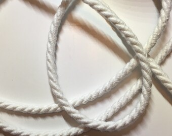 Cotton cord white width width 5 mm