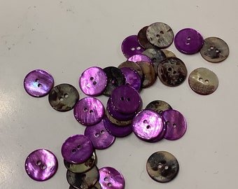 Fancy button, round, mother-of-pearl, purple color (15), Diameter 14 mm