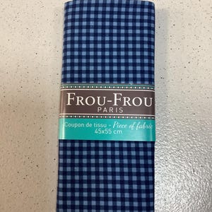 Coupon de tissu, coton, patch, Vichy, bleu clair et bleu marine