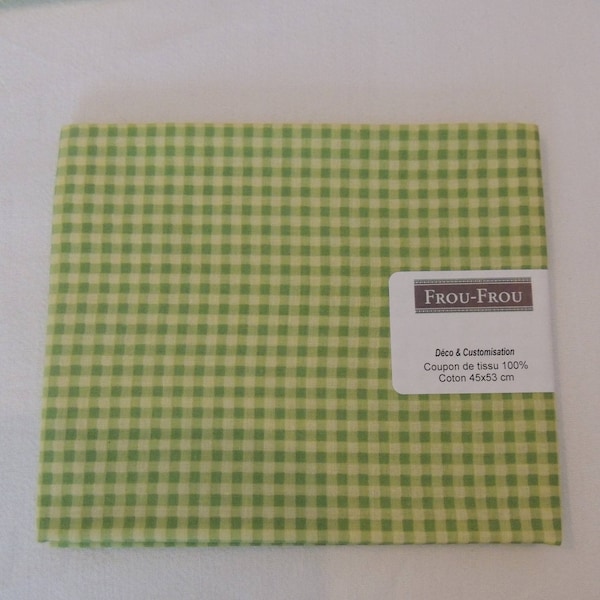 Coupon de tissu, coton, patch, Vichy, vert et jaune