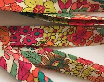 Liberty Margaret Annie B algodão viés em tons de rosa fúcsia e laranja