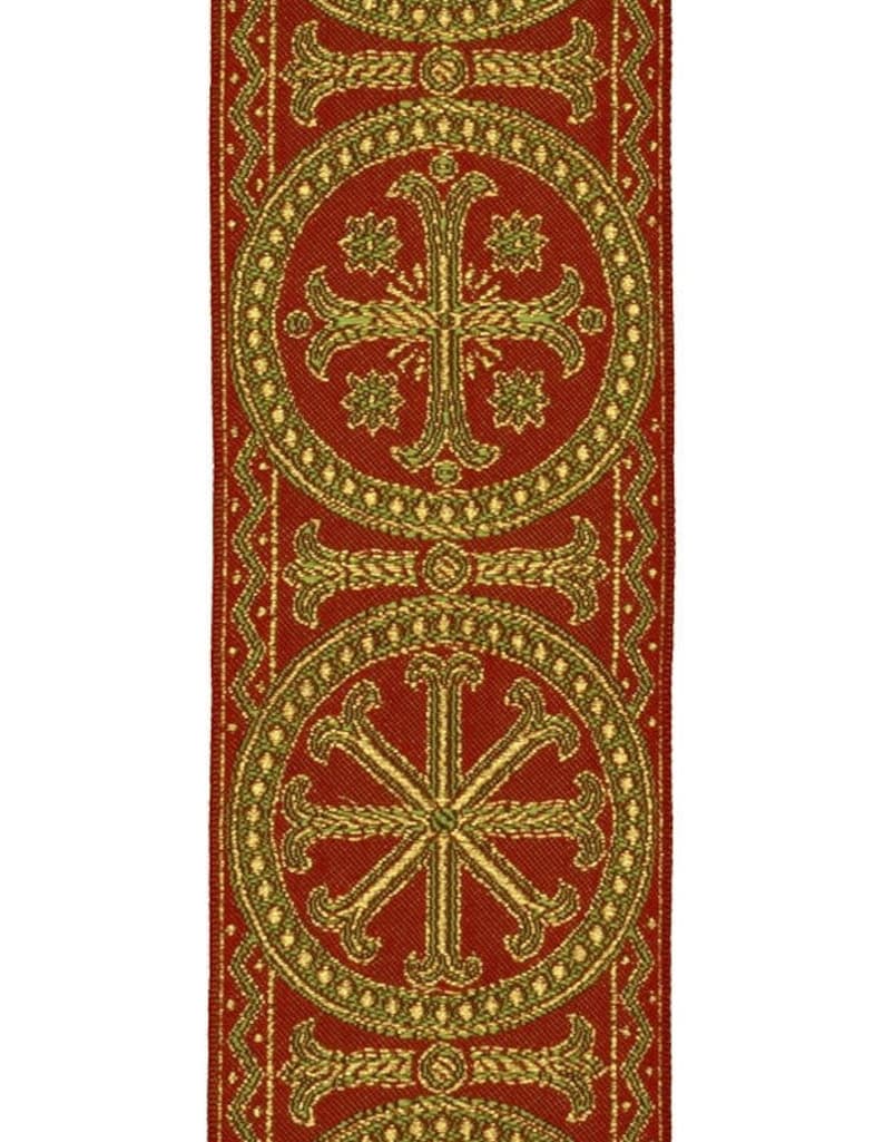 Galon religieux, pour ornements liturgiques, Couleur rouge 0096, modèle Ruota, largeur 9 cm image 1