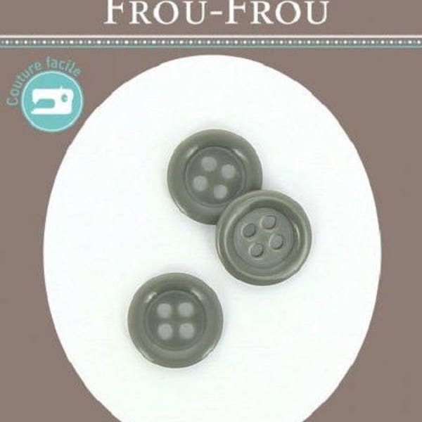 Bouton rond 4 trous uni Couleur Gris perle Diamètre 18 mm