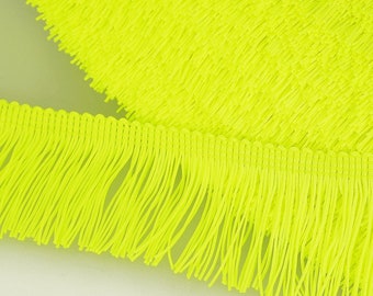 Galon franges, fluo jaune (101), largeur 5 cm