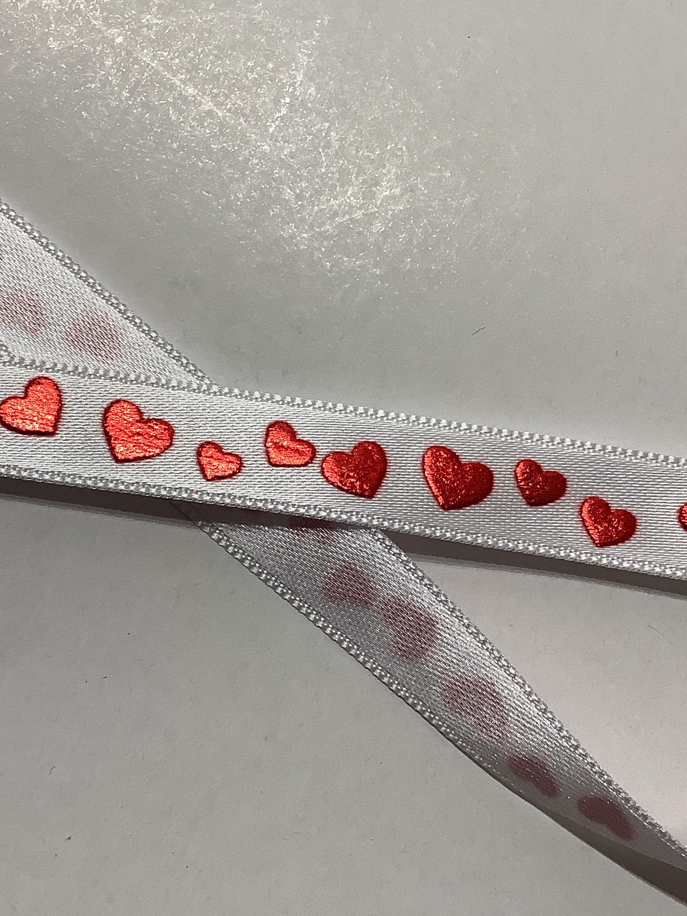 Craft Supplies & Tools Materials width 12 mm Satin ribbon heart pattern ...