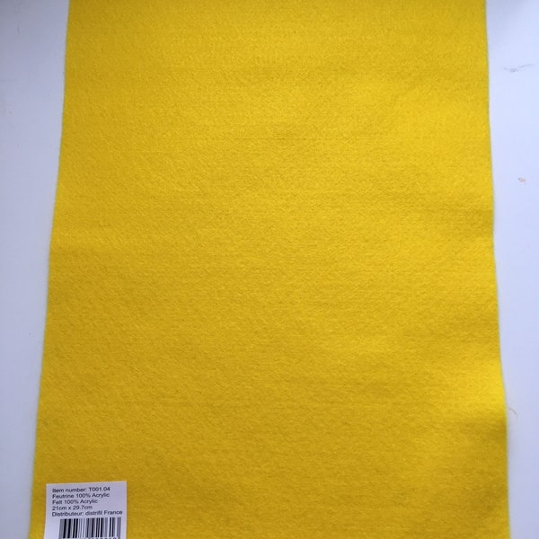 Feutrine, feuille A4, couleur Jaune citron (04)