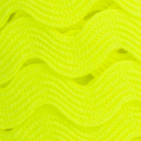 Ruban croquet serpentine, polyester, couleur jaune fluo, Largeur 10 mm