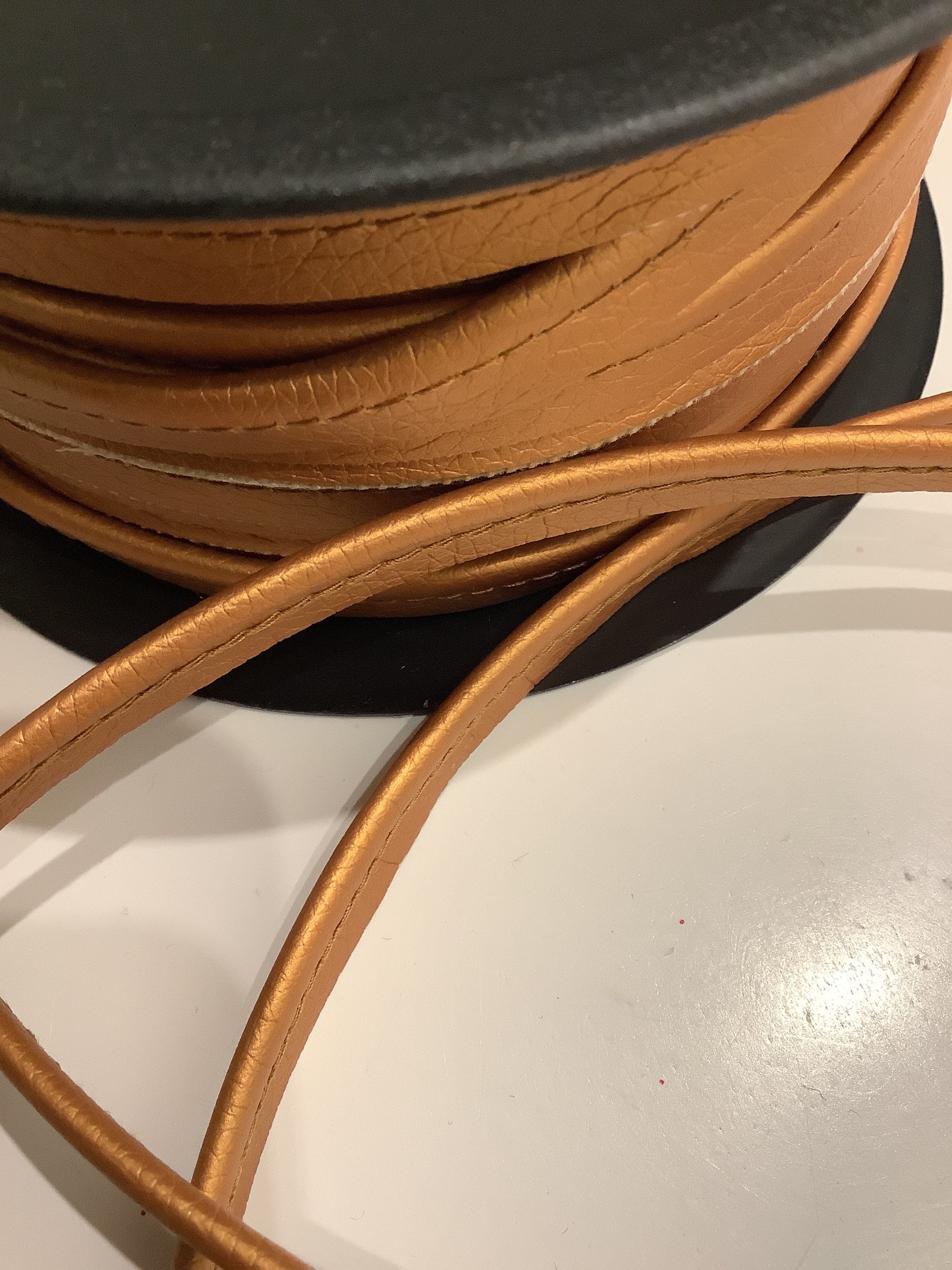 Piping Ribbon, Imitation Leather, Color Glossy Orange (110), Width 1 Cm ...