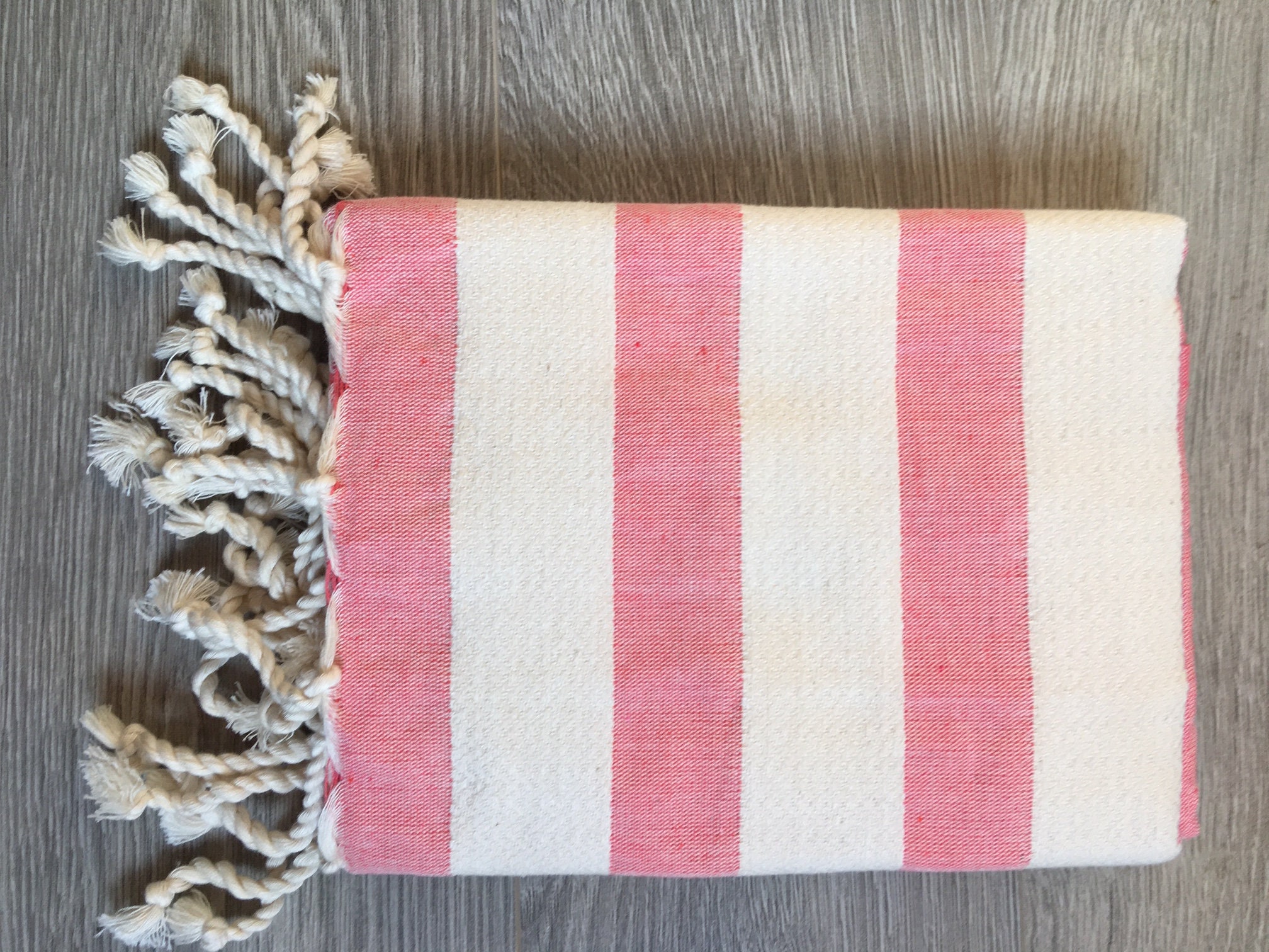 Fouta Coton, Gretel, Tons Écru et Corail