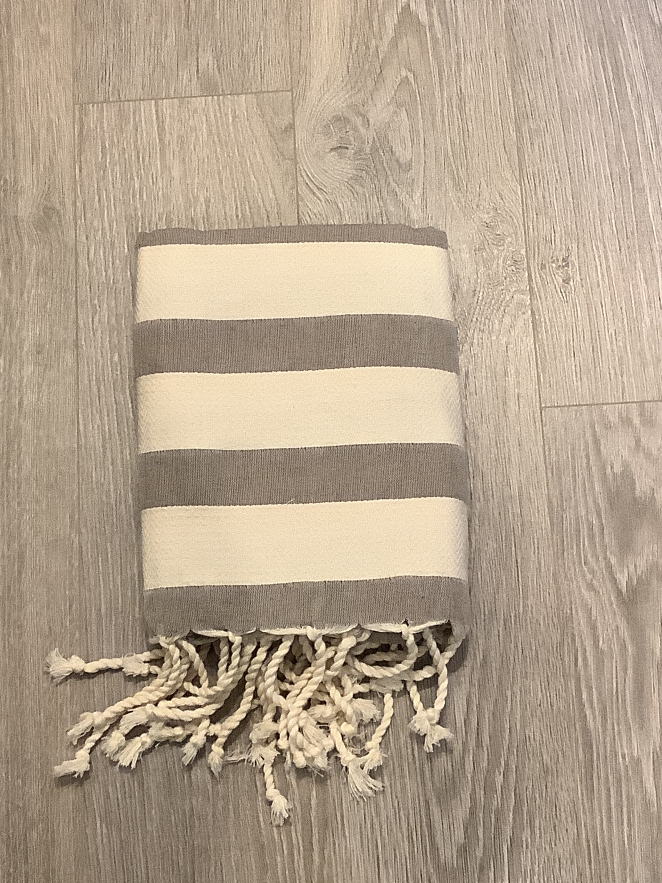 Fouta Coton, Gretel, Tons Écru et Taupe Clair