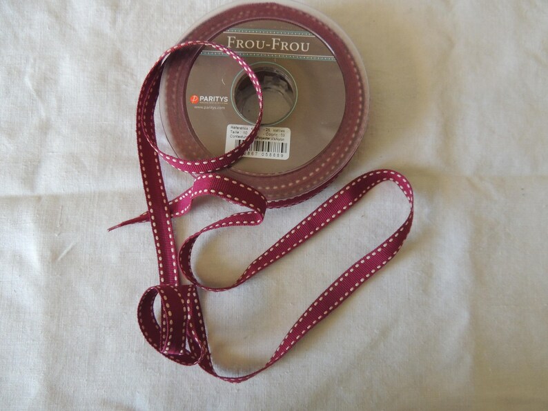 Large grain stitched width 1 cm pinkburgundy beige stitching