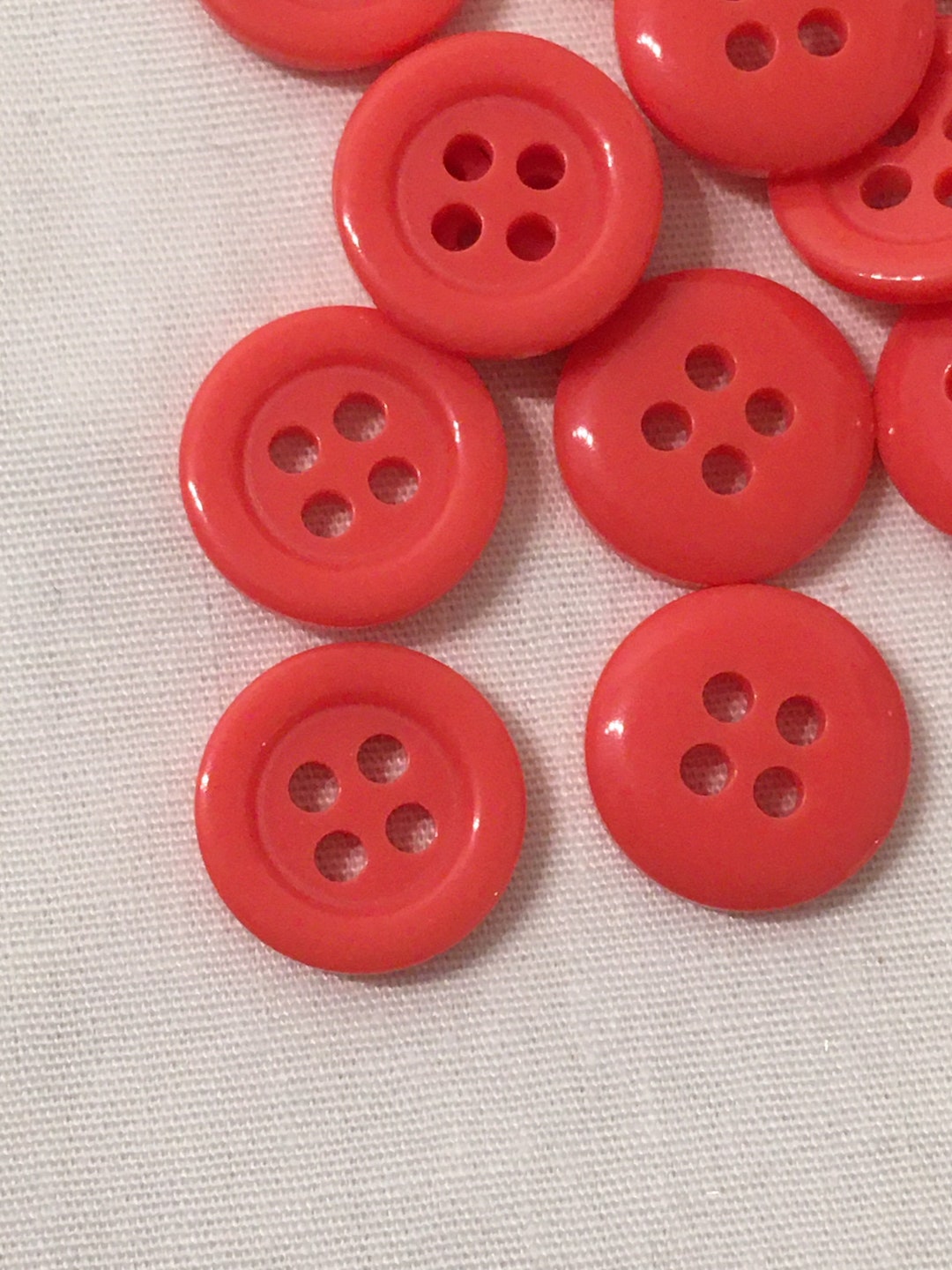 Button, Round, 4 Holes, Plain, Coral Color (49), Diameter 12 Mm - Etsy