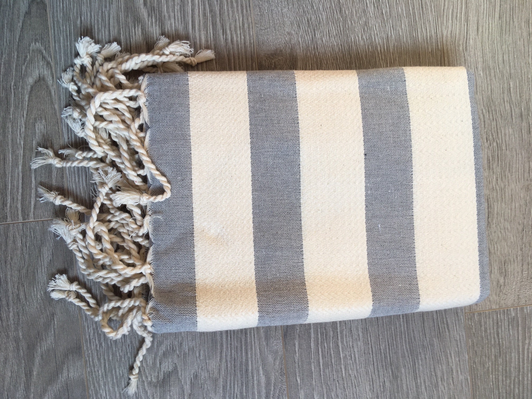 Fouta Coton, Gretel, Tons Écru et Gris
