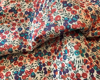 Tissu Liberty, Wiltshire A, Tons rouge et bleu, vendu par 50 cm