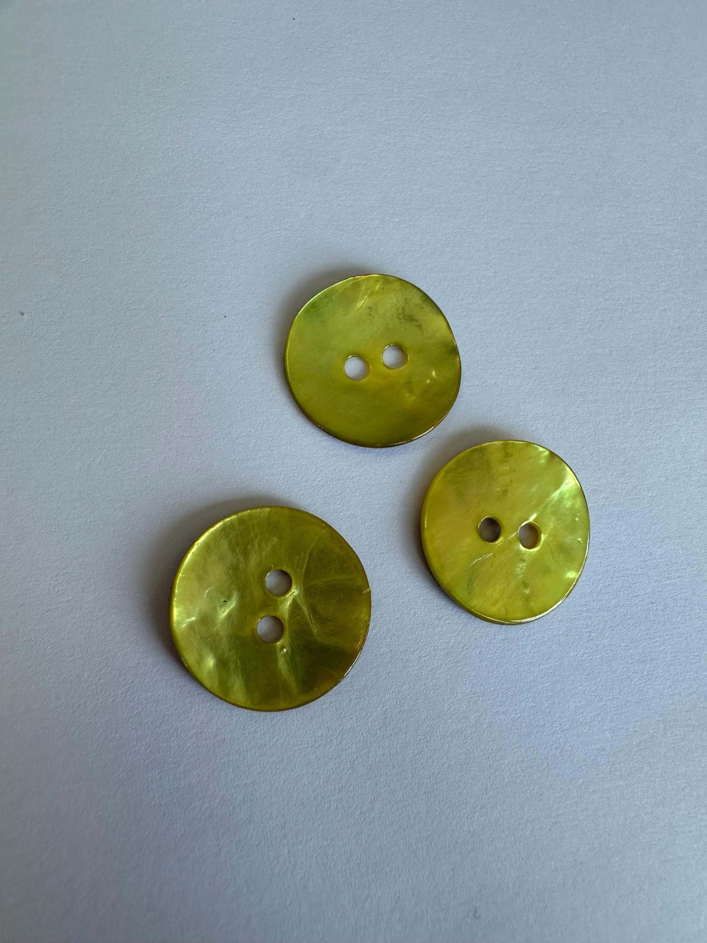 Lot De 6 Gros Boutons Vintage Vert Dégradé - Diamètre 2,8 Cm - Travail Artisanal - Occasion