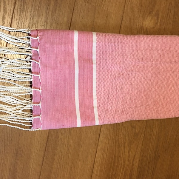 Fouta coton, Chevrons, tons rose