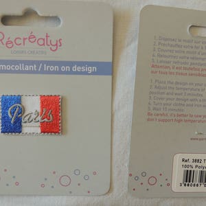 Iron-on patch French flag Paris writing